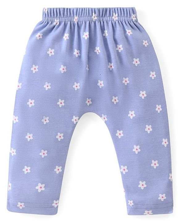 Babyhug Cotton Knit Full Length Diaper Leggings With Floral Print Pack Of 3 - Multicolor