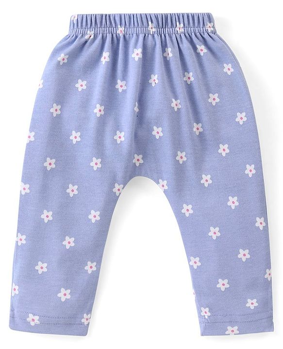 Babyhug Cotton Knit Full Length Diaper Leggings With Floral Print Pack Of 3 - Multicolor