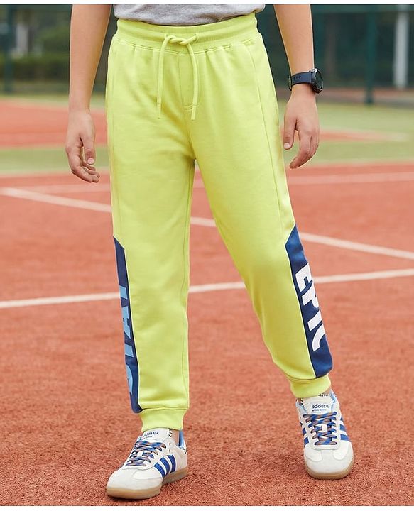 Pine Kids Knit Full Length Lounge  Pant Text Print - Green
