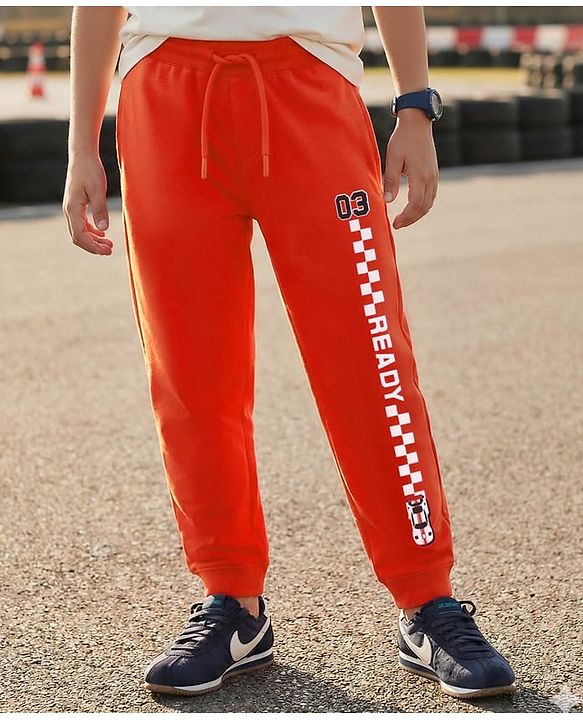 Pine Kids Knit Full Length Solid Track Pant - Red