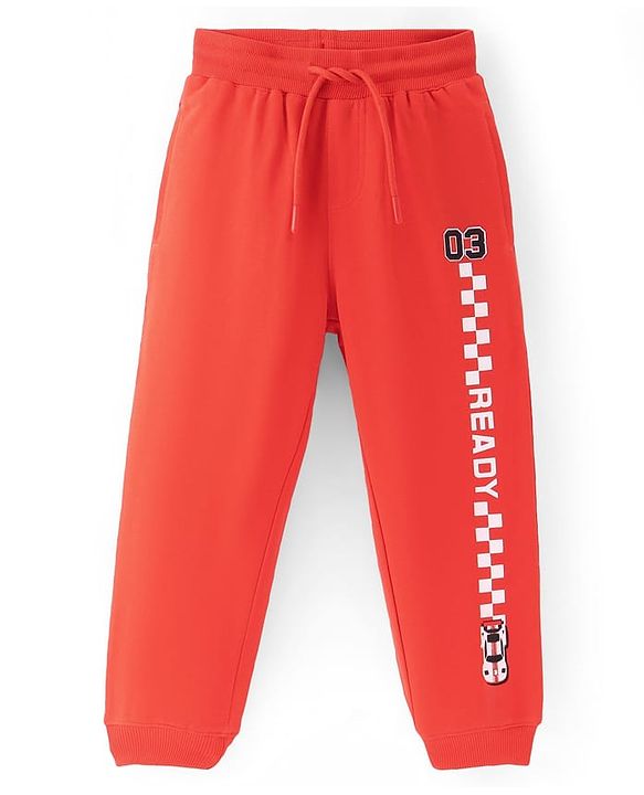 Pine Kids Knit Full Length Solid Track Pant - Red