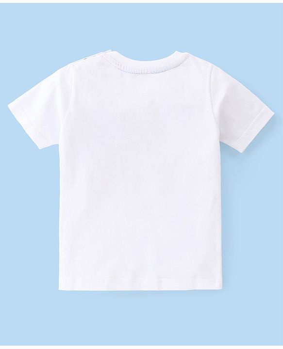 Babyhug 100% Cotton Knit Dungaree and Half Sleeves T-Shirt Set with Text Print - Blue