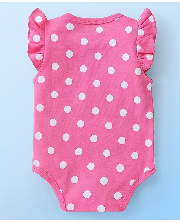 Babyhug 100% Cotton Knit Frill Sleeves Polka Dots & Ice Cream Printed Onesies Pack of 2 - White & Pink