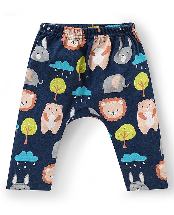 Babyhug Interlock Full Length Diaper Leggings Animal Print Pack of 3 - Multicolour
