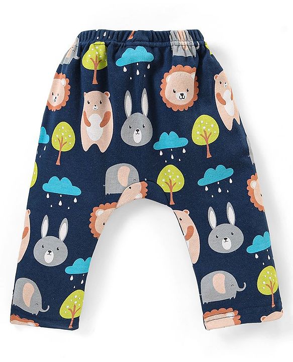 Babyhug Interlock Full Length Diaper Leggings Animal Print Pack of 3 - Multicolour
