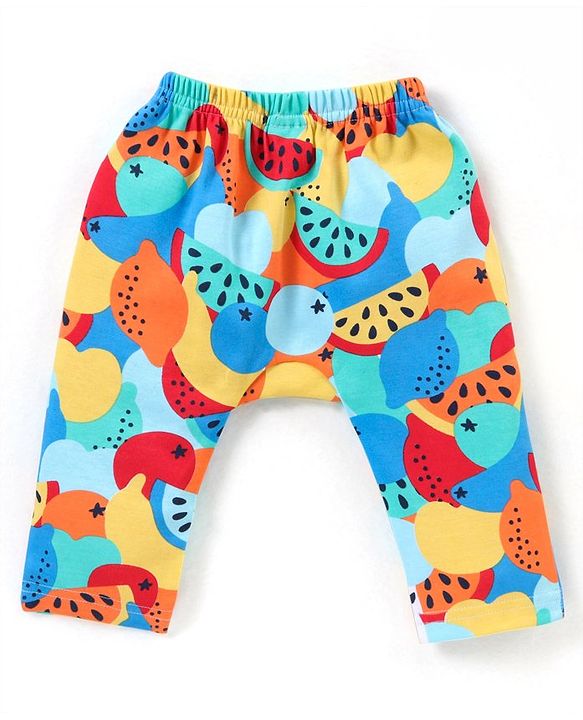 Babyhug Interlock Full Length Diaper Leggings Fruits Print Pack of 3 - Multicolour