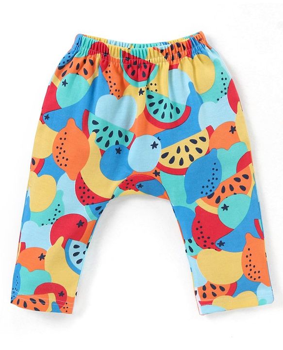 Babyhug Interlock Full Length Diaper Leggings Fruits Print Pack of 3 - Multicolour