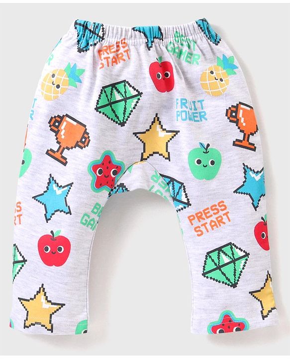 Babyhug Interlock Full Length Diaper Leggings Printed & Striped Pack of 3 - Multicolour
