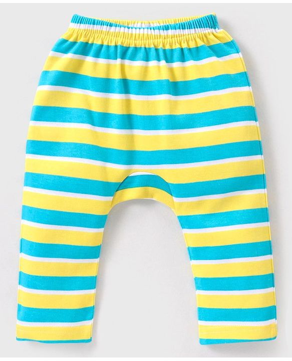 Babyhug Interlock Full Length Diaper Leggings Printed & Striped Pack of 3 - Multicolour