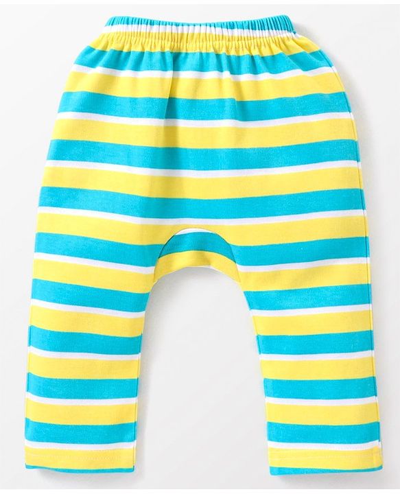 Babyhug Interlock Full Length Diaper Leggings Printed & Striped Pack of 3 - Multicolour