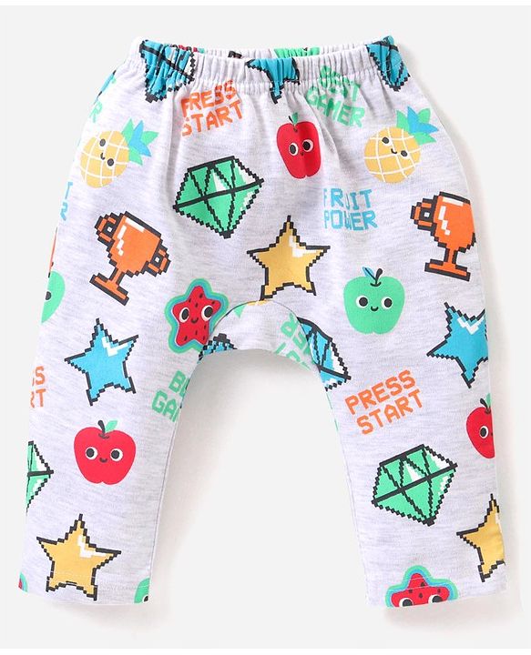 Babyhug Interlock Full Length Diaper Leggings Printed & Striped Pack of 3 - Multicolour