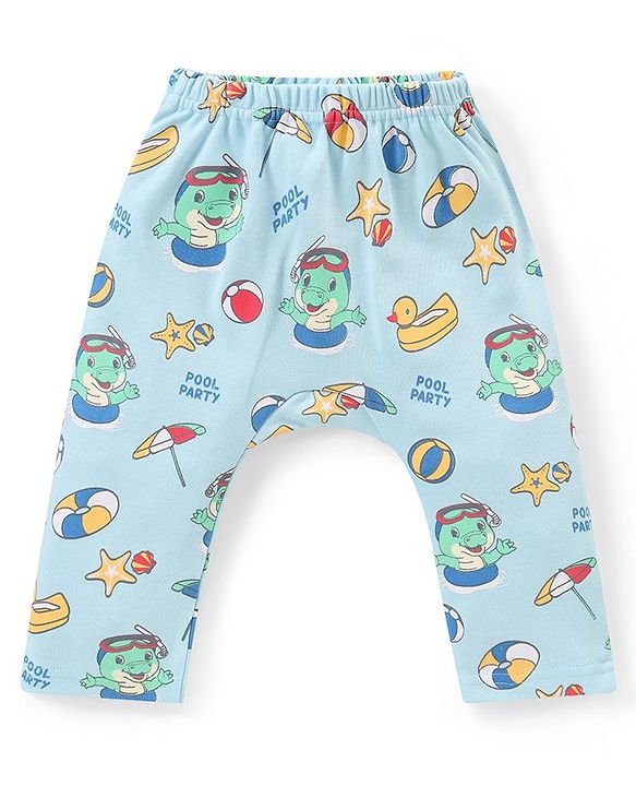 Babyhug Interlock Full Length Diaper Leggings Animal Print Pack of 3 - Multicolour