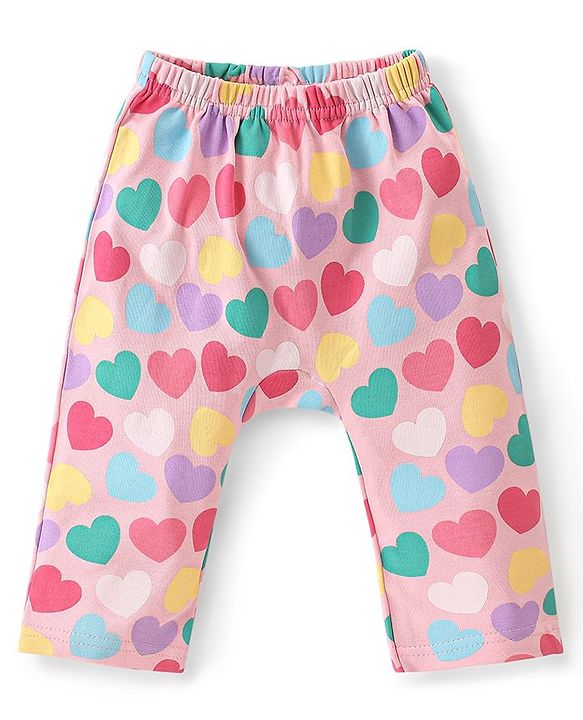 Babyhug Cotton Knit Full Length Diaper Leggings with Heart & Rainbow Print Pack of 3 - Multicolour
