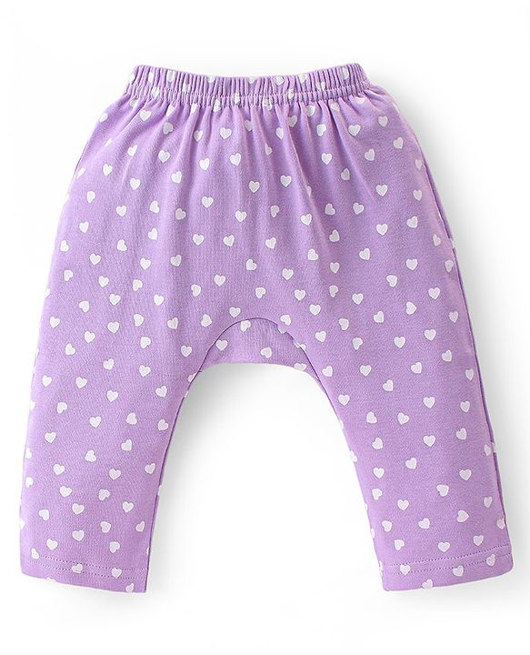 Babyhug Cotton Knit Full Length Diaper Leggings with Heart & Rainbow Print Pack of 3 - Multicolour