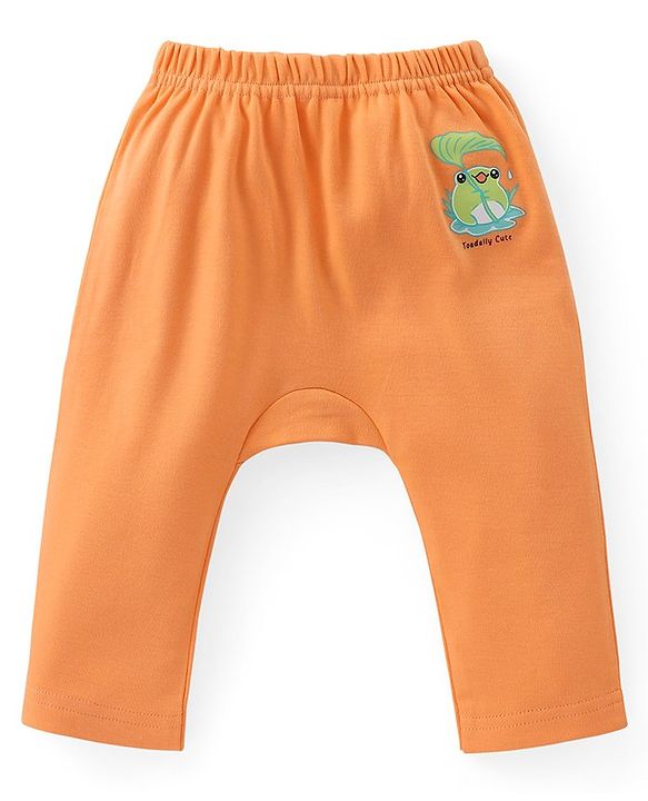 Babyhug Cotton Knit Full Length Striped Diaper Leggings Frog Print Pack of 3 - Multicolour