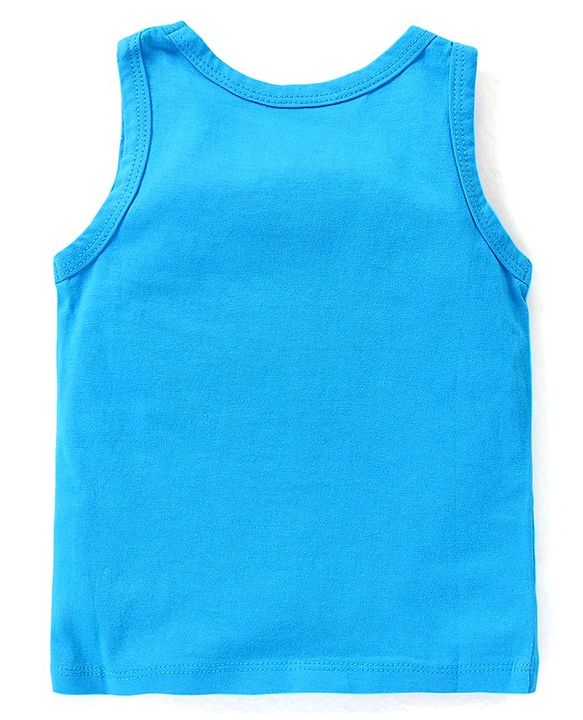 Babyhug 100% Cotton Knit Sleeveless Sando Stripes & Jungle Safari Theme Pack of 3 - Blue Yellow & White