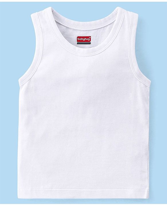 Babyhug 100% Organic Cotton Knit Sleeveless Sando Pack of 3 - White