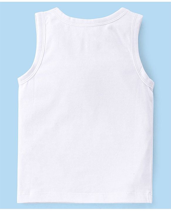 Babyhug 100% Organic Cotton Knit Sleeveless Sando Pack of 3 - White
