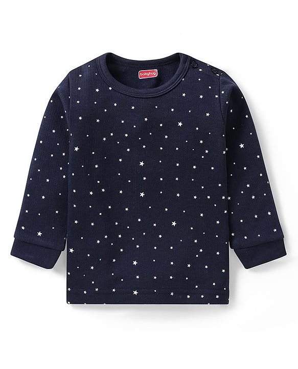 Babyhug Full Sleeves Vest Pullover & Bottom Thermal Wear Combo Star Print Pack Of 3 - Navy Blue