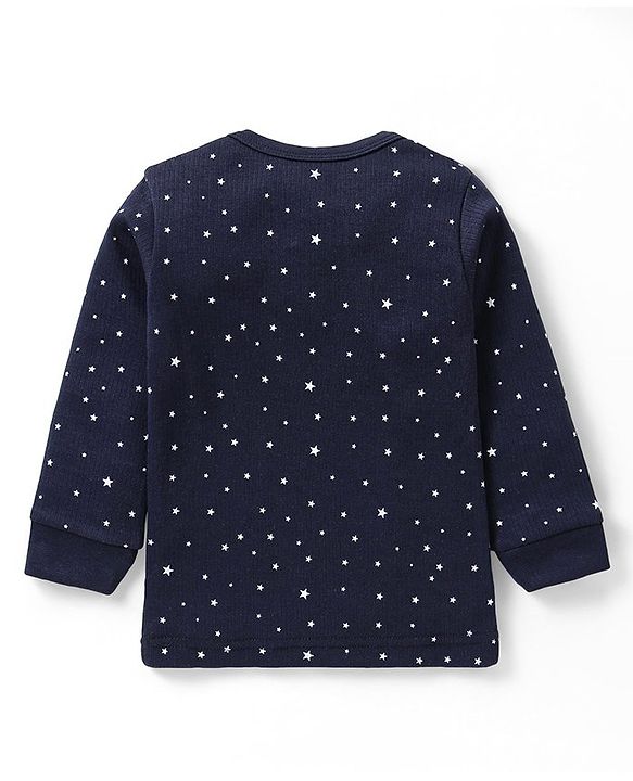 Babyhug Full Sleeves Vest Pullover & Bottom Thermal Wear Combo Star Print Pack Of 3 - Navy Blue