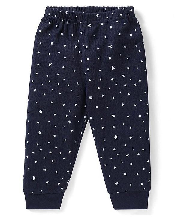 Babyhug Full Sleeves Vest Pullover & Bottom Thermal Wear Combo Star Print Pack Of 3 - Navy Blue