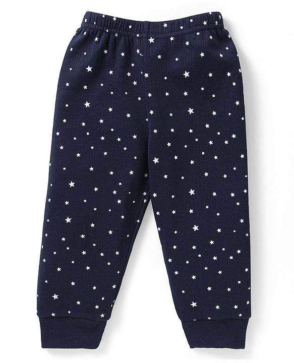 Babyhug Full Sleeves Vest Pullover & Bottom Thermal Wear Combo Star Print Pack Of 3 - Navy Blue
