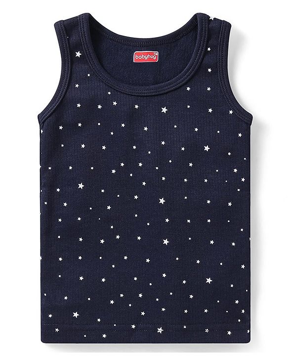 Babyhug Full Sleeves Vest Pullover & Bottom Thermal Wear Combo Star Print Pack Of 3 - Navy Blue