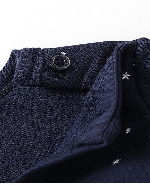 Babyhug Full Sleeves Vest Pullover & Bottom Thermal Wear Combo Star Print Pack Of 3 - Navy Blue