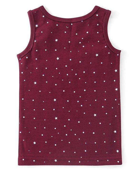 Babyhug Full Sleeves Vest Pullover &  Thermal Wear Pant Star Print Pack Of 3 - Maroon