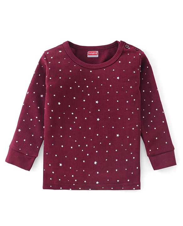 Babyhug Full Sleeves Vest Pullover &  Thermal Wear Pant Star Print Pack Of 3 - Maroon