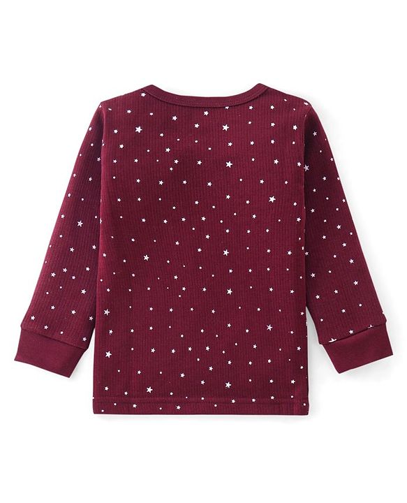 Babyhug Full Sleeves Vest Pullover &  Thermal Wear Pant Star Print Pack Of 3 - Maroon