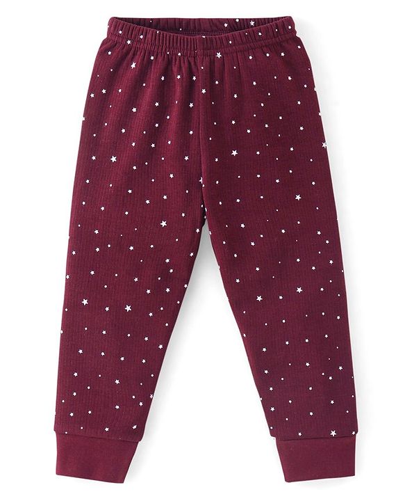 Babyhug Full Sleeves Vest Pullover &  Thermal Wear Pant Star Print Pack Of 3 - Maroon