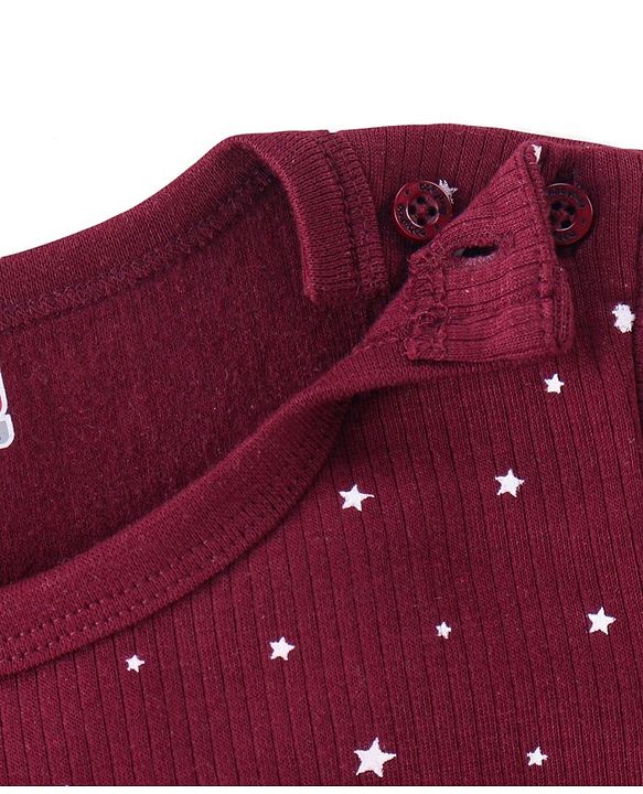 Babyhug Full Sleeves Vest Pullover &  Thermal Wear Pant Star Print Pack Of 3 - Maroon
