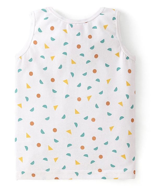 Babyhug Full Sleeves All Over Printed Thermal Vests & Pant Set of 3 - Off White
