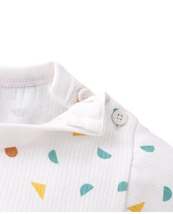 Babyhug Full Sleeves All Over Printed Thermal Vests & Pant Set of 3 - Off White