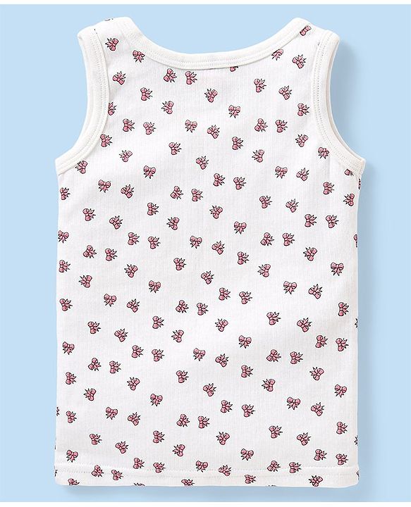 Babyhug Full Sleeves Vest Pullover & Bottom Thermal Wear Combo Bow Print Pack Of 3 - Off White