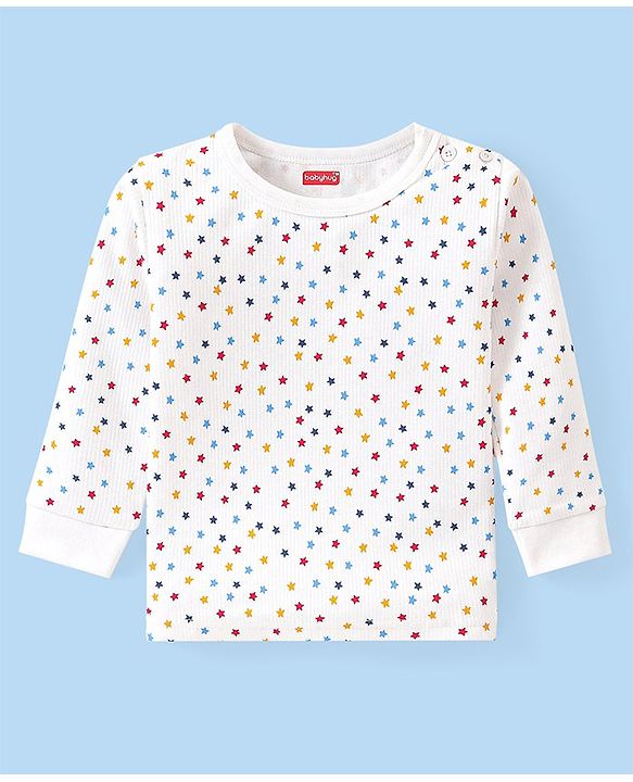 Babyhug Full Sleeves Vest Pullover & Bottom Thermal Wear Combo Star Print Pack Of 3 - Off White