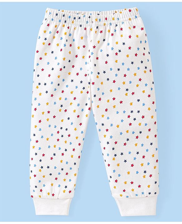 Babyhug Full Sleeves Vest Pullover & Bottom Thermal Wear Combo Star Print Pack Of 3 - Off White
