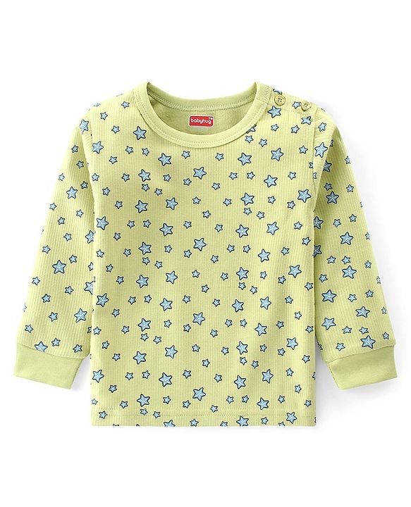 Babyhug Full Sleeve & Sleeveless Thermal Vests & Pant Set With Star Print - Green