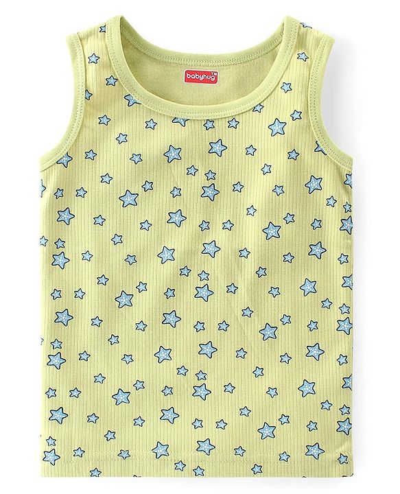 Babyhug Full Sleeve & Sleeveless Thermal Vests & Pant Set With Star Print - Green