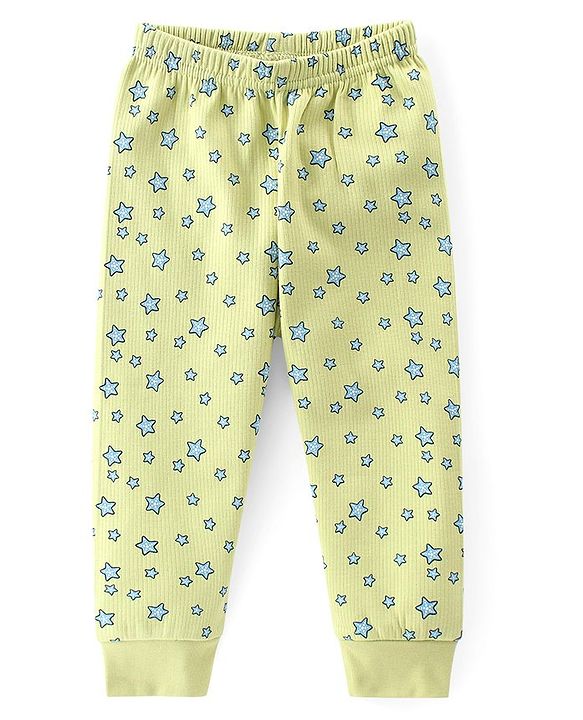 Babyhug Full Sleeve & Sleeveless Thermal Vests & Pant Set With Star Print - Green