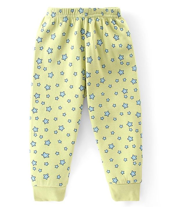 Babyhug Full Sleeve & Sleeveless Thermal Vests & Pant Set With Star Print - Green