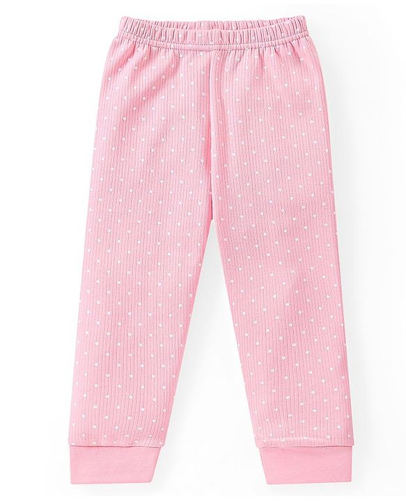 Babyhug Full Sleeves Thermal Vests & Pant Set with Polka Dots Print Pack Of 3 - Pink