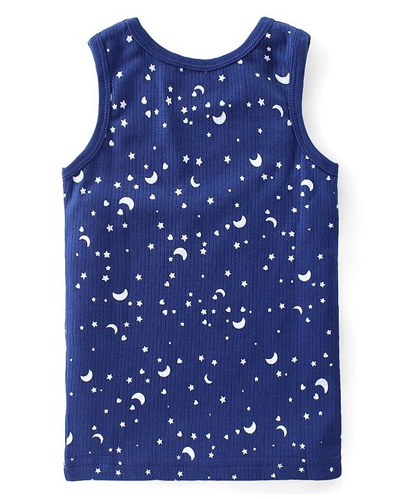 Babyhug Full Sleeve & Sleeveless Thermal Vests & Pant Set With Space Theme Print - Blue