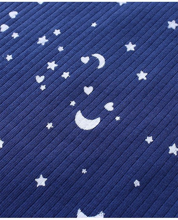 Babyhug Full Sleeve & Sleeveless Thermal Vests & Pant Set With Space Theme Print - Blue