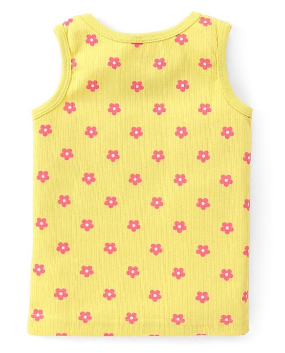 Babyhug Full Sleeve & Sleeveless Thermal Vests & Pant Set With Floral Print - Green