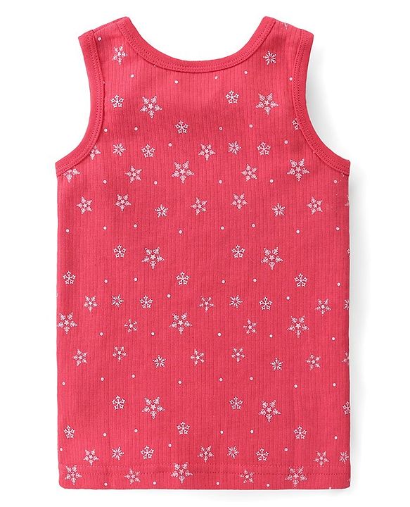 Babyhug Cotton Full Sleeves & Sleeveless Thermal Vests & Pant Set with Snow Print - Pink