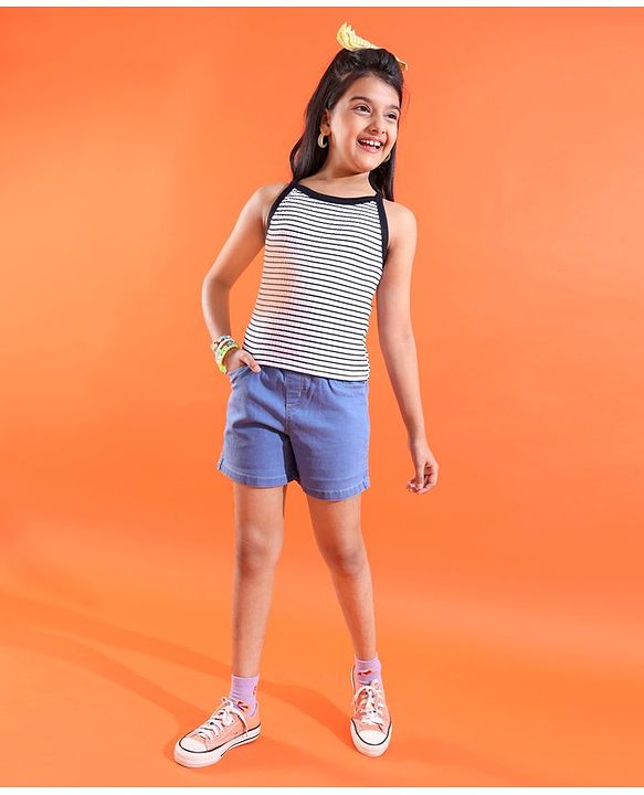 Pine Kids Woven Sleeveless Striped Top - White