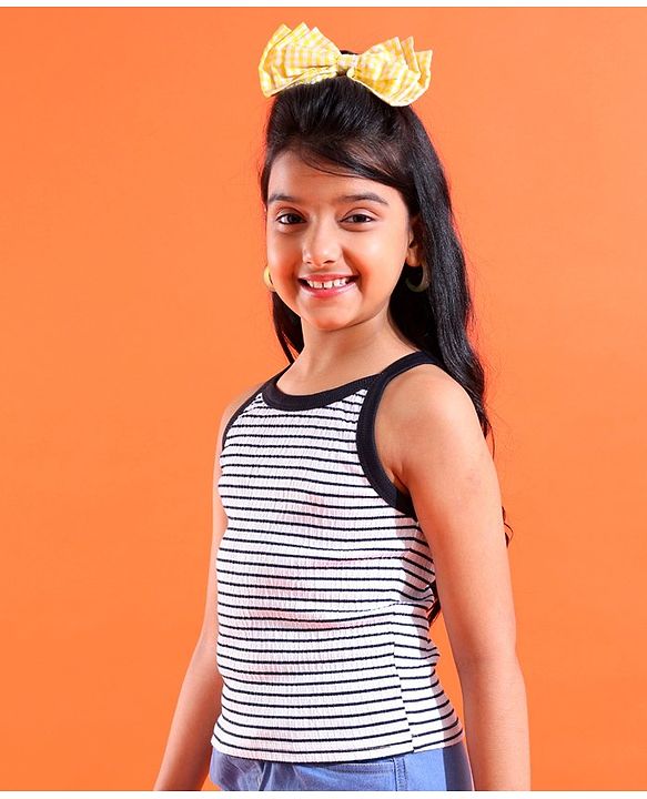 Pine Kids Woven Sleeveless Striped Top - White