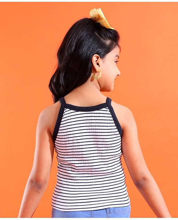 Pine Kids Woven Sleeveless Striped Top - White